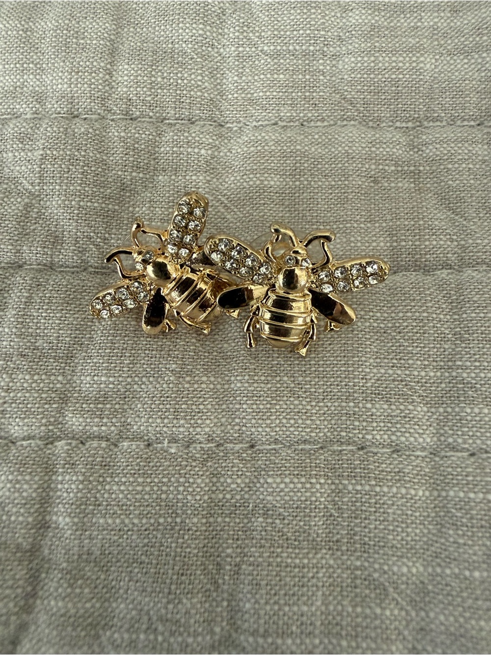 Gold Bee Stud Earrings with Crystal Wings - Women's Jewelry - Picture 4 of 4
